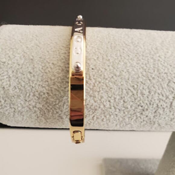 Coach Hinged Bangle Yellow Gold with Silver Tone Coach Embossed Name Plate - Picture 8 of 8